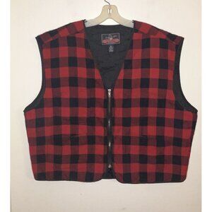 Buffalo Plaid Hunting Sporting Vest Mens XXL Red Black Check Jacket 4 Pockets